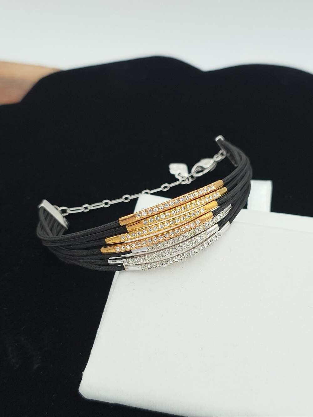 Swarovski Swan Brand Two Tone Crystal VI Bracelet 6.5-8.5"